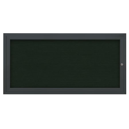 United Visual Products 72"x36" 3-Door Enclosed Outdoor Letterboard, Hdr, Green Felt/Black UV1178HD-BLACK-GREEN